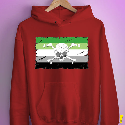 Aromantic Pride Pirate Flag Hoodie - Red
